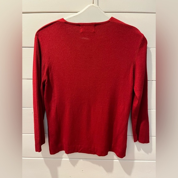 LES AILES DE LA MODE VINTAGE  Red V-Neck Sweater SIZE M - Picture 7 of 7